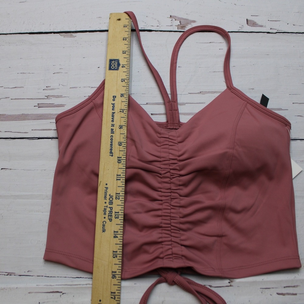 Leapstride Womens Bra Top Dusty Rose Ruched Front Back Drawstring S New - Picture 5 of 6